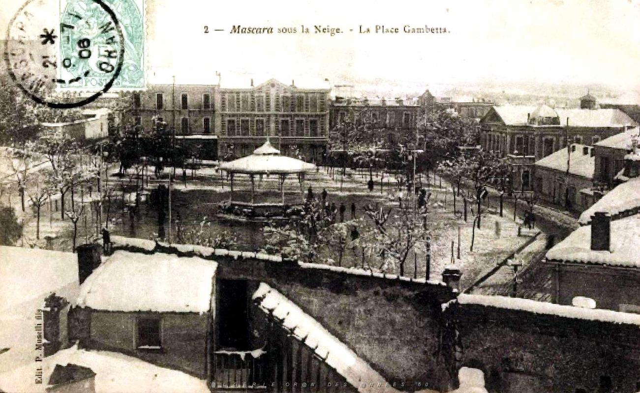 Mascara - Place Gambetta sous la Neige - 1906.jpg